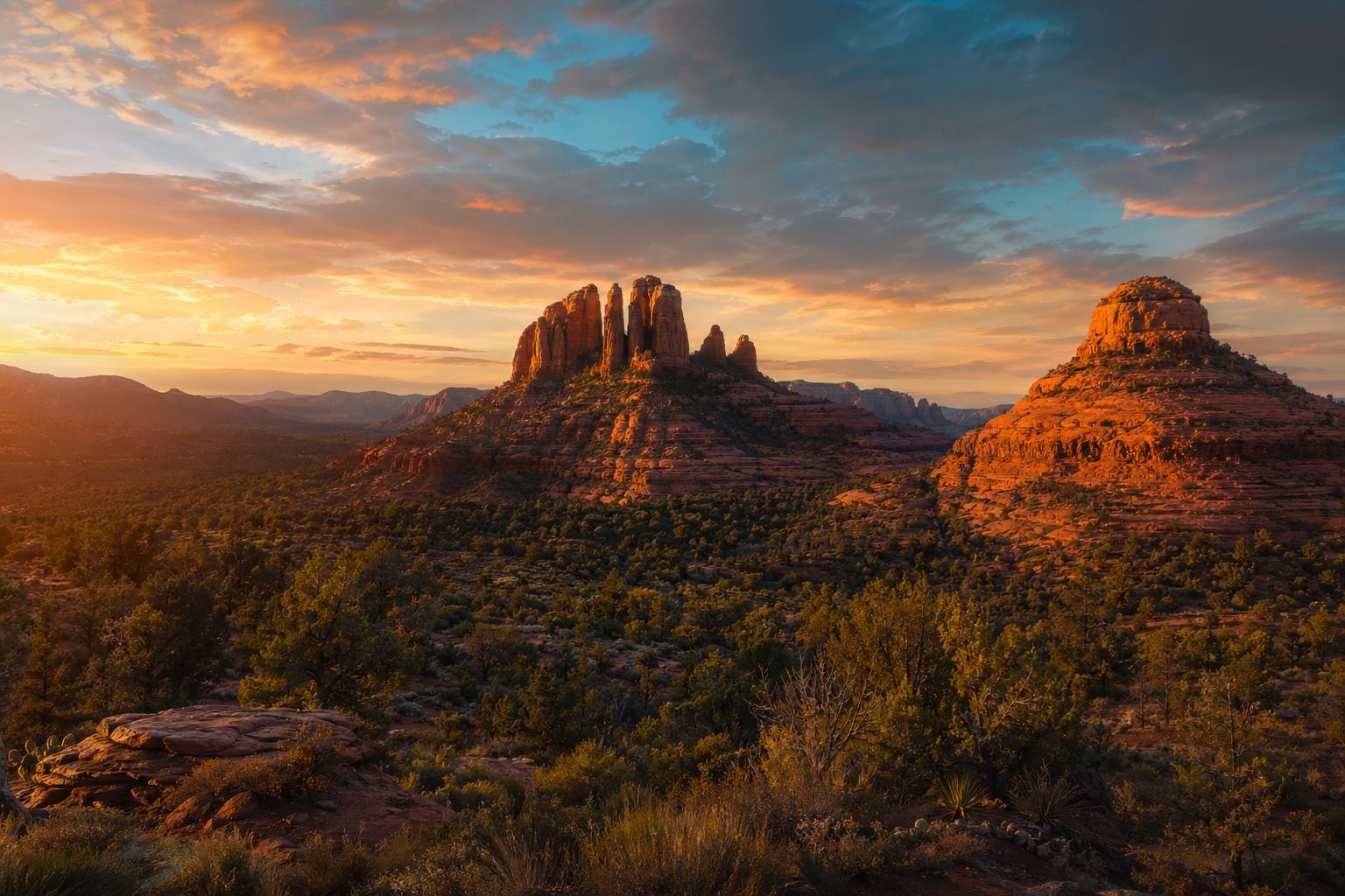Modern photograph of the Grand Canyon and Sonoran desert horizon at sunset representing Nation Movers' Arizona service area